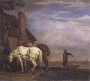 POTTER, Paulus Two Drafthorses in Front of a Cottage (mk05) oil